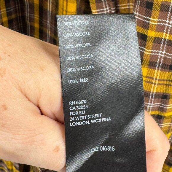 Anthropologie Dalton Wrap Dress Mustard Yellow Plaid Long Sleeve XL Womens Boho - Picture 12 of 15